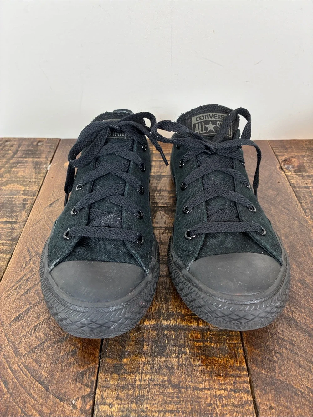 Converse Kids 3 All Black Low Top Canvas Sneakers Lace Up All Stars Chuck Taylor